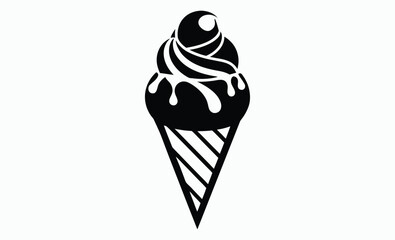 Ice cream cone silhouette, dessert icon vector, sweet treat symbol, ice cream cone silhouette vector illustration 