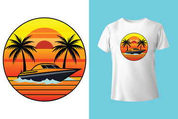 Illustration of colorful pirate ships. AI generative.