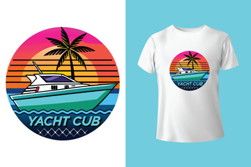 Unique t-shirt design for sailing aboard a boat at sea and oceans - vintage retro design - old sailing boat T-Shirt Design 2025 #01 (Pixel perfect vector t-shirt template)