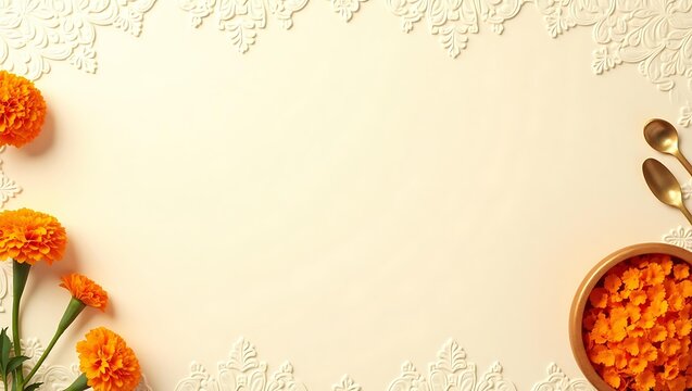 Diwali Table with Marigold Garland