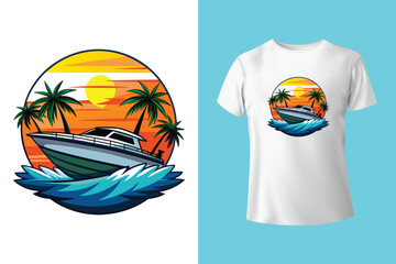 Unique t-shirt design for sailing aboard a boat at sea and oceans - vintage retro design - old sailing boat T-Shirt Design 2025 #01 (Pixel perfect vector t-shirt template)