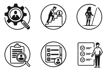 Business Icons Representing Human Resources and Career Development.
