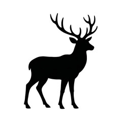 Graphic black silhouettes of wild deers