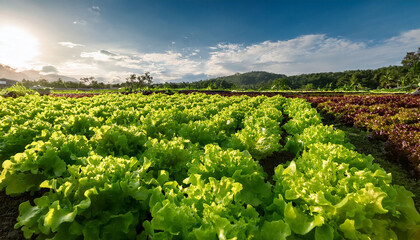 salad farm vegetable green oak lettuce close up fresh organic vegetable plantation produce green salad cultivate farm green oak lettuce salad in green organic plantation farm