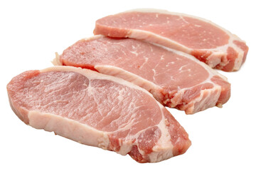 Fototapeta premium pieces of raw pork fillet diced tenderloin or cubed isolated on transparent background