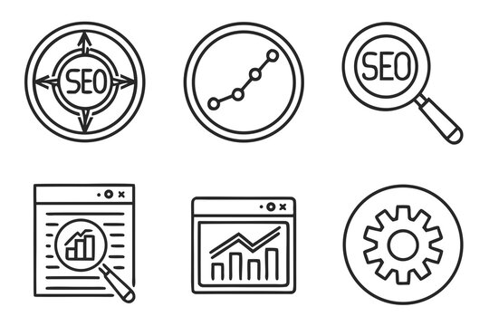 SEO Icons for Digital Marketing Strategy. - Powered by Adobe