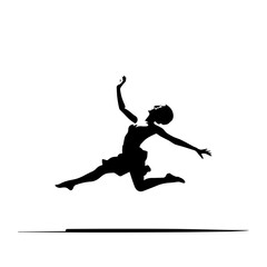 Graceful Woman Mid-Air Jump Silhouette