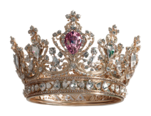 Royal crown showcase display elegant environment view. Isolated on transparent background, png.