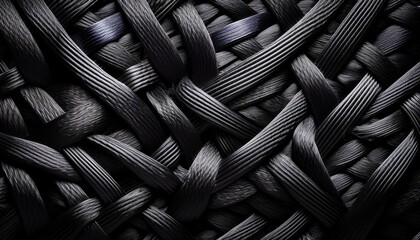 intricate dark woven pattern a close up study of interlaced synthetic fibers displaying textured depth and shadow play