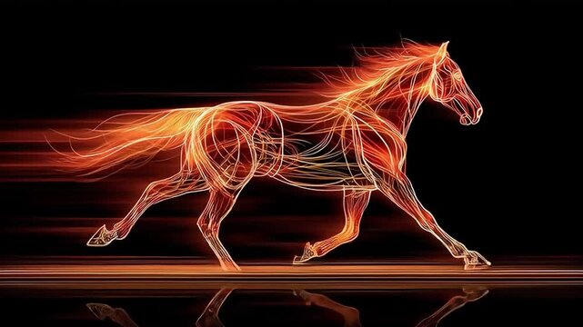 Fiery Horse in Motion: Abstract Speed and Power