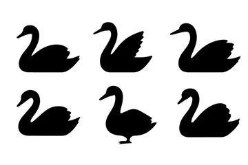 duck silhouette, swans birds different silhouette, 
