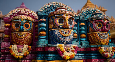 Obraz premium Jagannath deity hindu god india temple odisha puri rath yatra culture idol