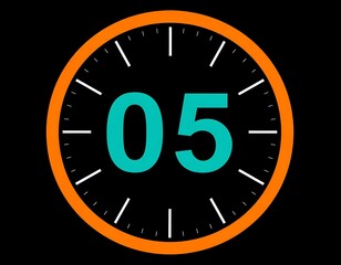 Digital timer displaying 5 minutes