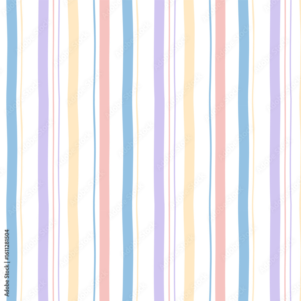 Wall mural pastel striped fabric texture background.multicolor seamless stripe pattern.hand drawn vertical stri