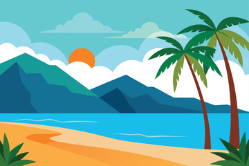 tropical island with palm trees