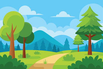 Fototapeta premium landscape with trees and mountains