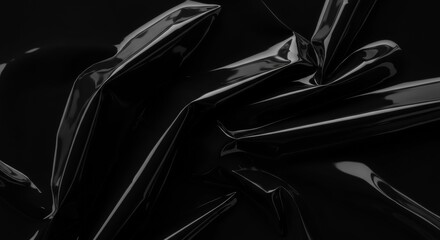 Wrinkled glossy black plastic or vinyl texture