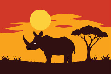Fototapeta premium silhouette of a giraffe