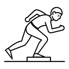 Illustration of a Female / Male Athlete Starting a Race From an Elevated Platform with Determination and Focus