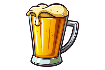 vector of A glass of cold light beer with rosh foam isolated on white background.