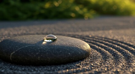 Water Droplet on Zen Garden Stone