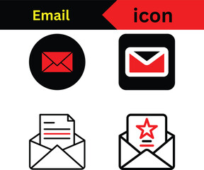 Email Icon Set for Interface Design Represents Digital Communication and Message Delivery in Different Formats for User Engagement