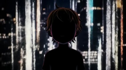 Silhouette of a child, urban backdrop