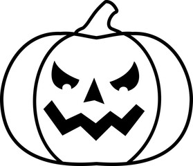 Halloween Jack-o'-Lantern Outline Icon.
Cute Simple Pumpkin Face Vector.
Transparent background.