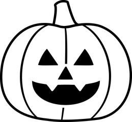 Halloween Jack-o'-Lantern Outline Icon.
Cute Simple Pumpkin Face Vector.
Transparent background.