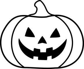 Halloween Jack-o'-Lantern Outline Icon.
Cute Simple Pumpkin Face Vector.
Transparent background.
