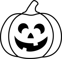 Halloween Jack-o'-Lantern Outline Icon.
Cute Simple Pumpkin Face Vector.
Transparent background.