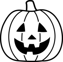 Halloween Jack-o'-Lantern Outline Icon.
Cute Simple Pumpkin Face Vector.
Transparent background.