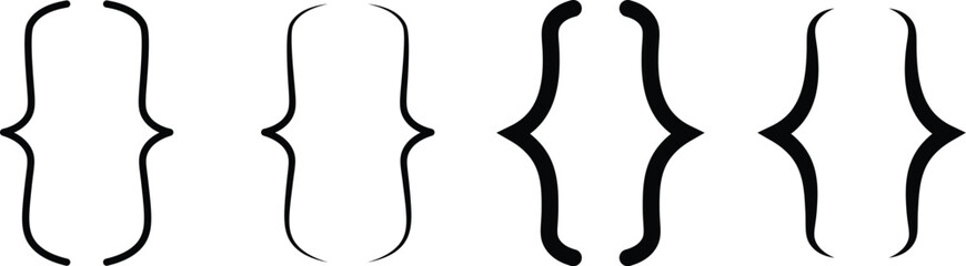Bracket, braces, parenthes vector set. Braces or text brackets icon collection. Curly brace set. Vector illustration
