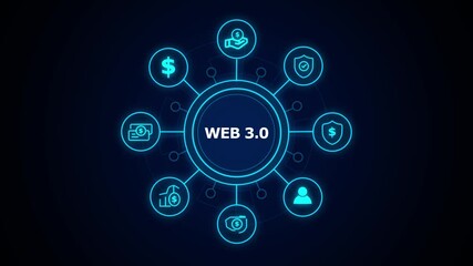 web 3.0 ,Business, technology, internet and networking concept ,blockchain business concept ,decentralized financial system ,blue and binary background. - Powered by Adobe