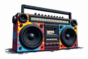 Fototapeta premium Retro Boombox with Colorful Graffiti Design
