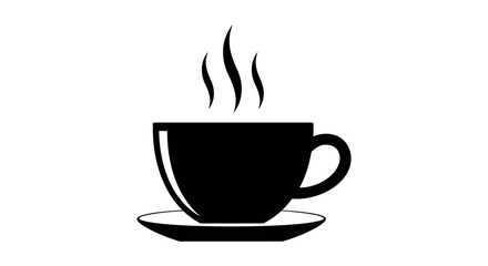 Steaming Coffee Cup Icon Illustration for Cafe  Restaurant Design