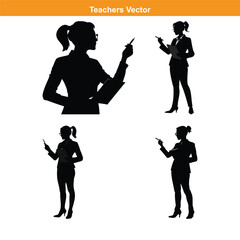 Female teacher vector silhouette illustration black color, woman teacher, teacher vector silhouette,Female teacher vector art silhouette