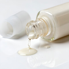 3D-rendered bottle of glue tipped over, with adhesive spilling out realistically.