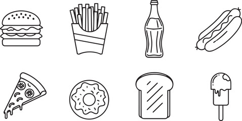 Fast Food Line Editable Icons Set
