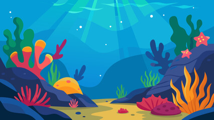 Colorful tropical fish in a vibrant coral reef aquarium, an underwater illustration of diverse marine life