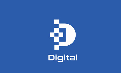 Obraz premium Monogram Letter D logo design, Digital technology letter D logo 