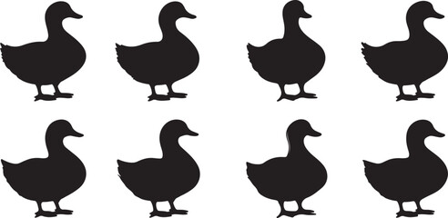 Fototapeta premium Black Duck Silhouettes Repeating Pattern Vector Illustration
