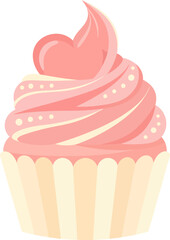 Delicate Pink Cupcake with Heart-Shaped Topping.
