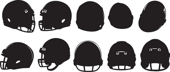 Football Helmet Silhouettes Vector Pack Sports Equipment Graphics