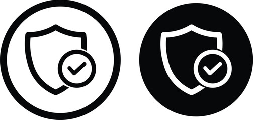 shield icon set with check mark. Protection approve icon. Approved safety icon. Safe icon. Vector illustration.
