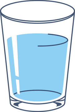 Simple cartoon style glass filled with refreshing blue water clean illustration.