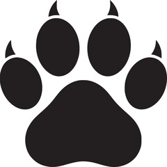 A black silhouette of a paw print with visible claws on a white background in a simple graphic style © John