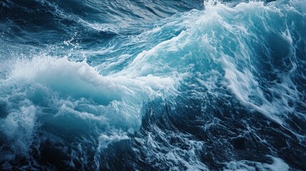 Dynamic ocean scenery with powerful wave crests and rough sea conditions