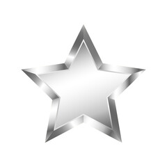 Shiny silver star icon with 3D effect and metallic gradient. Ideal for awards, achievements, badges, certificates, games, apps, and elegant decorations. Isolated on white background.