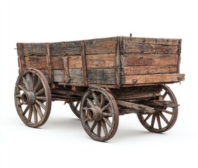 Fototapeta premium Old wooden wagon, weathered wood, sturdy wheels
